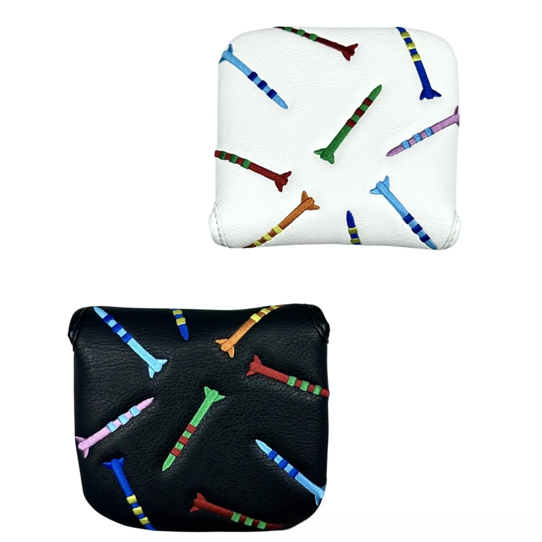 Square golf putter protective sleeve with rocket pattern in PU leather material