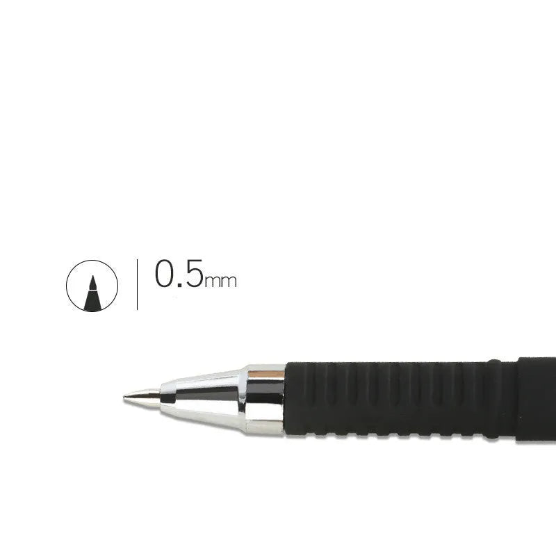 Carbon black gel pen pack with bullet and needle tip options for student writing
