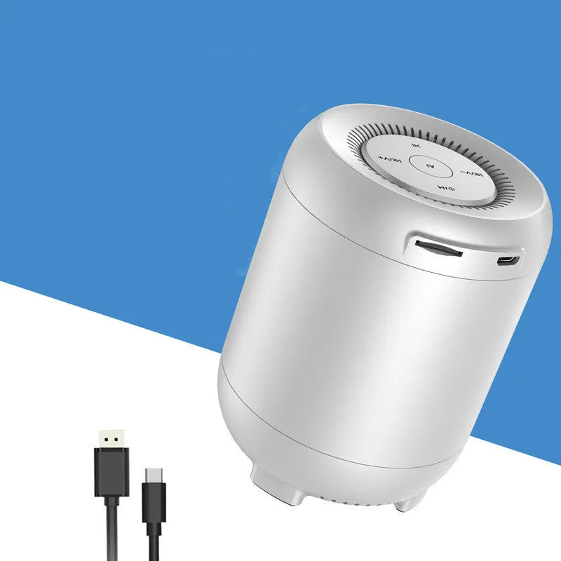 Black and white AI voice control Bluetooth speaker with button controls and USB port.