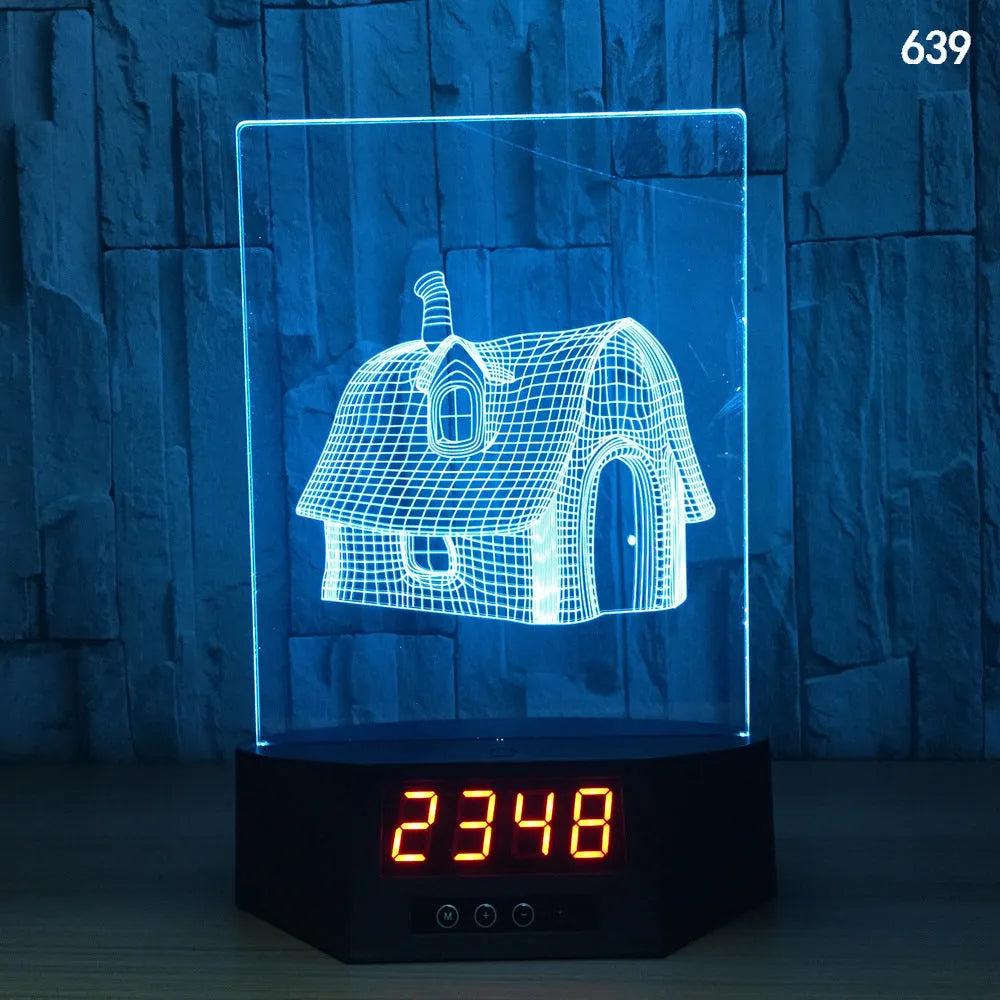 Glowing blue dolphin 3D LED table lamp with remote control on a wooden surface.