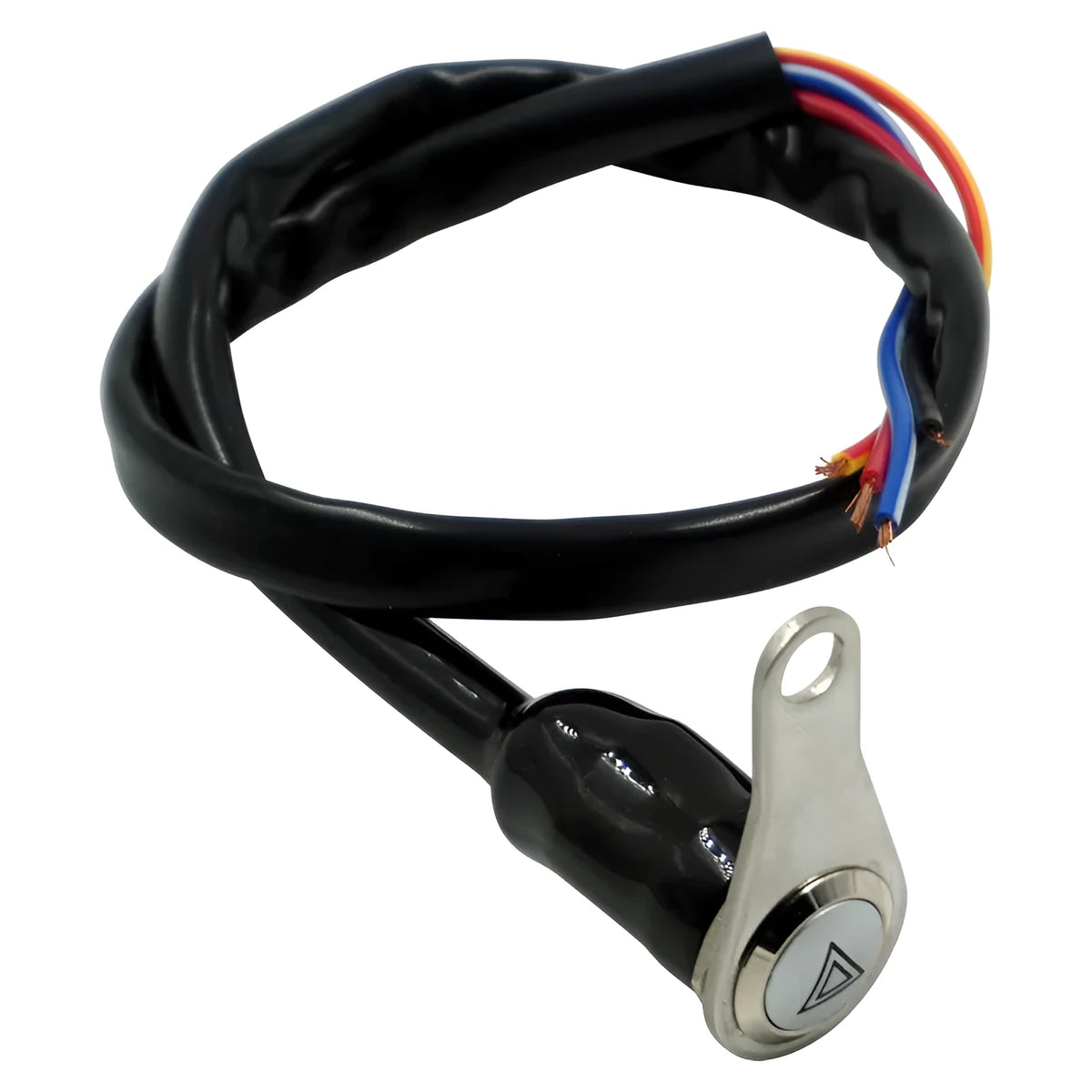 Black stainless steel motorcycle switch with light ring and 7mm installation