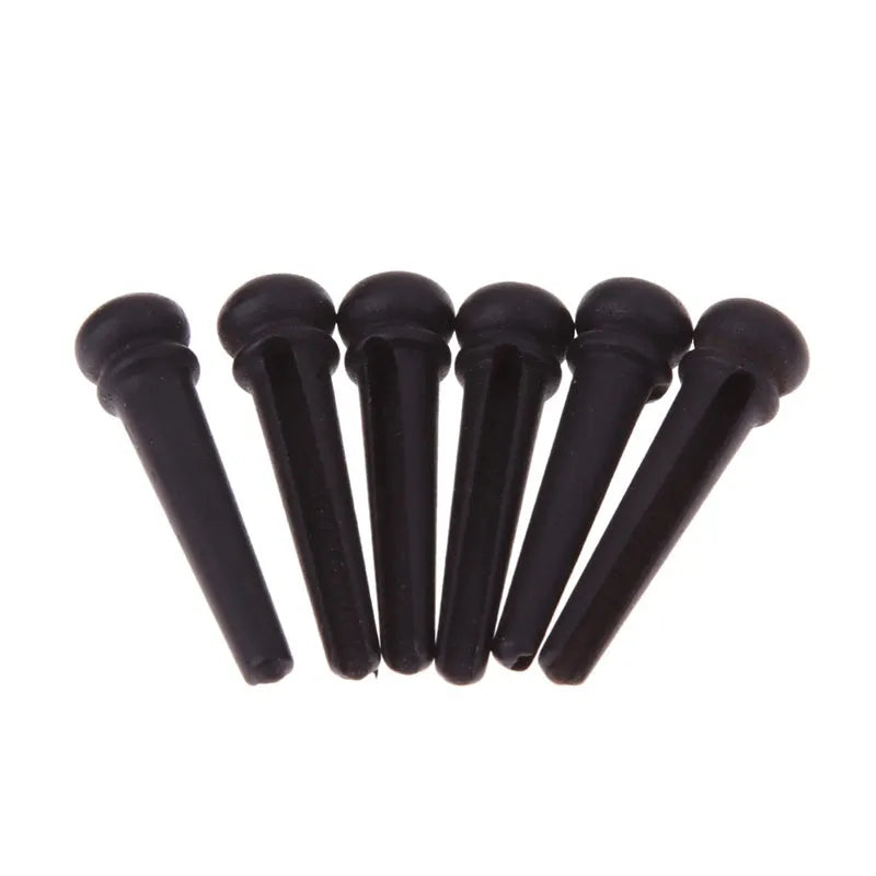 Six matt black ebony guitar string nails with 5.3mm bayonet for folk acoustic instruments