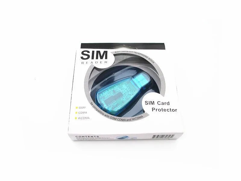 Blue USB 2.0 SIM card reader for mobile phones with external installation for computer connectivity