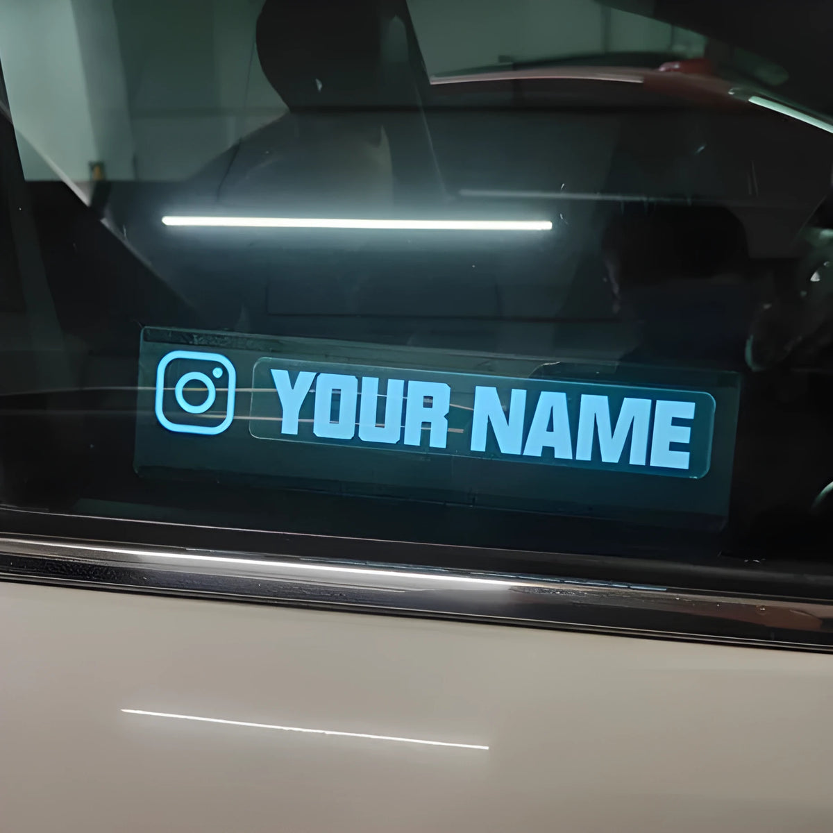 Electro-luminescent window sticker kit with driver unit and white glow, 0.5mm thickness.