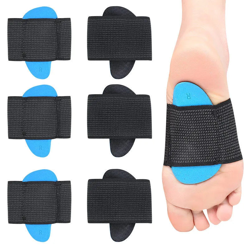 Blue elastic bandage foot pad for flat foot arch support in adult and children sizes