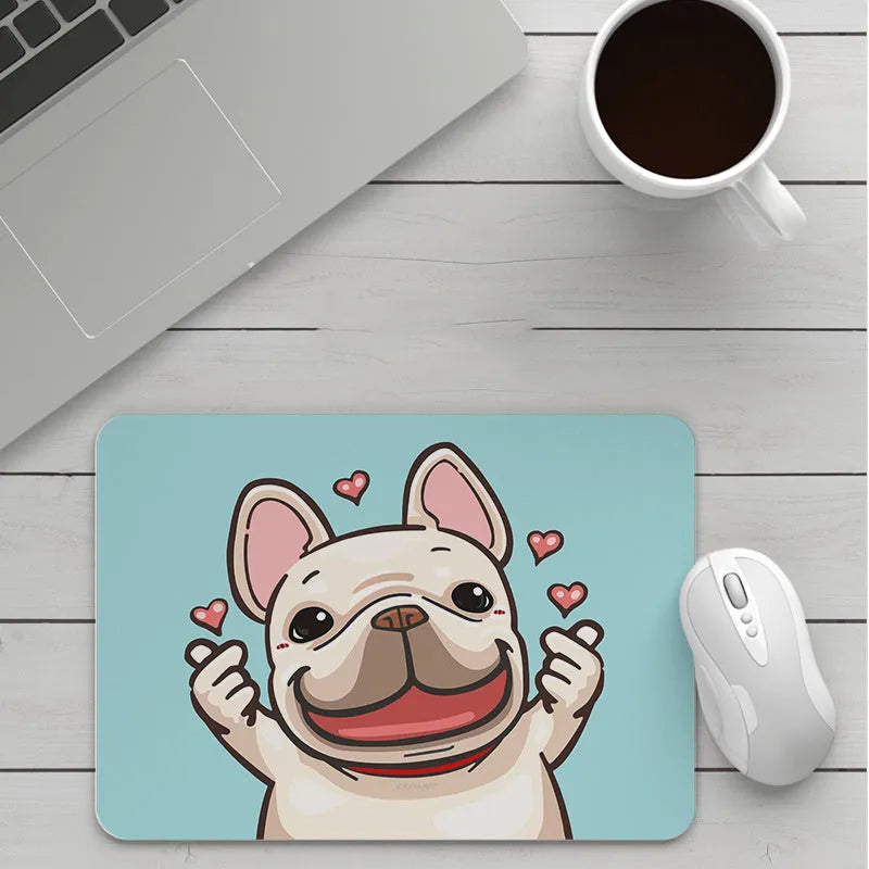 Custom cartoon mouse pad with colourful printed design, 210x260mm size, 3mm thickness, cloth surface and rubber base
