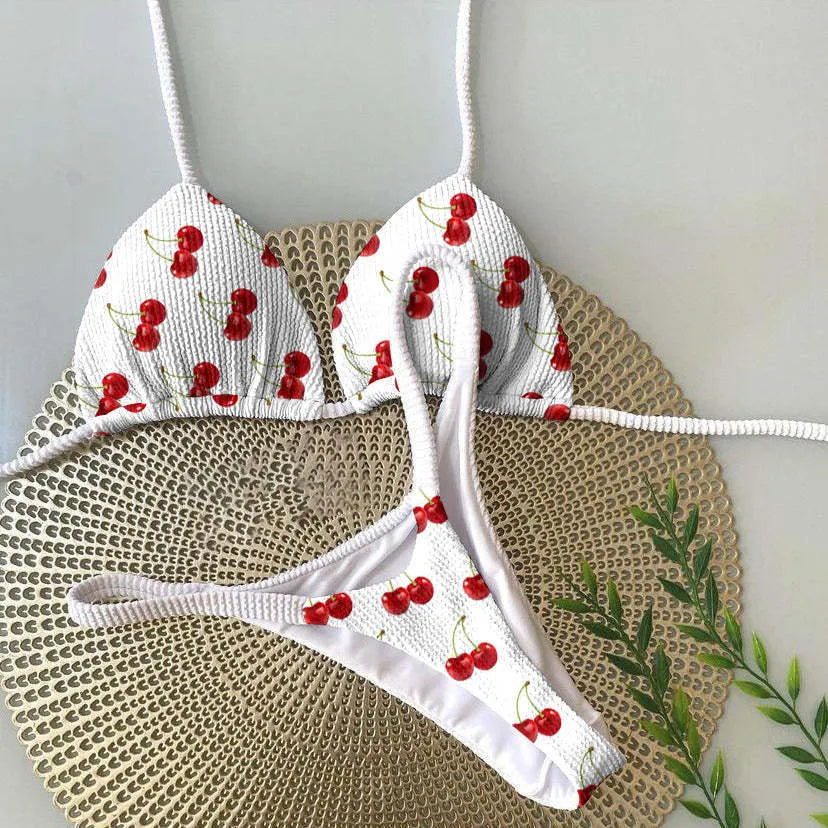 Women's printed bikini swimsuit with cotton lining in brief style for swimming sports