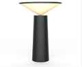 Black USB rechargeable LED table lamp with touch sensor and adjustable flip head on wooden desk