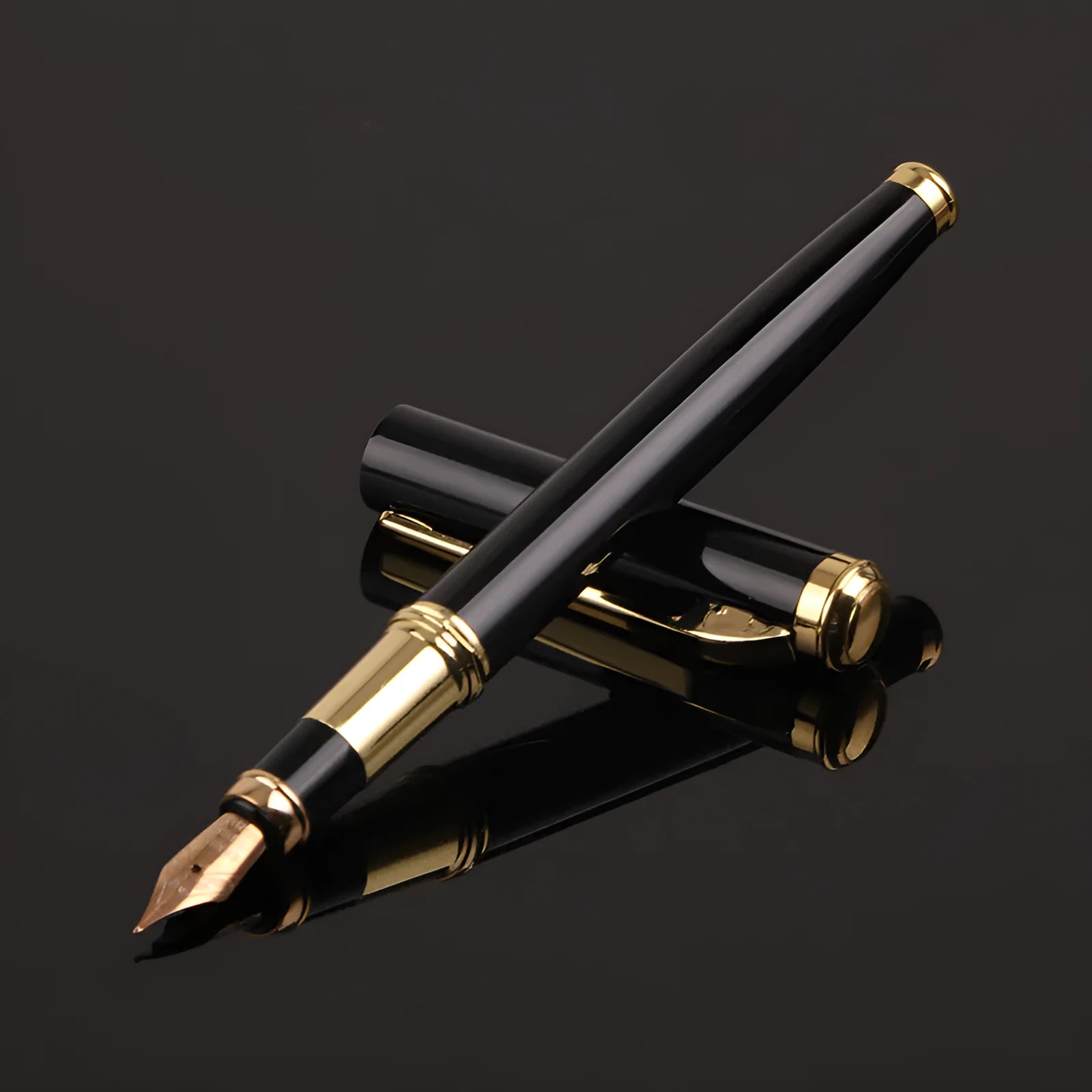 Red and black metal fountain pen with 0.5mm iridium gold-plated nib for office and student writing