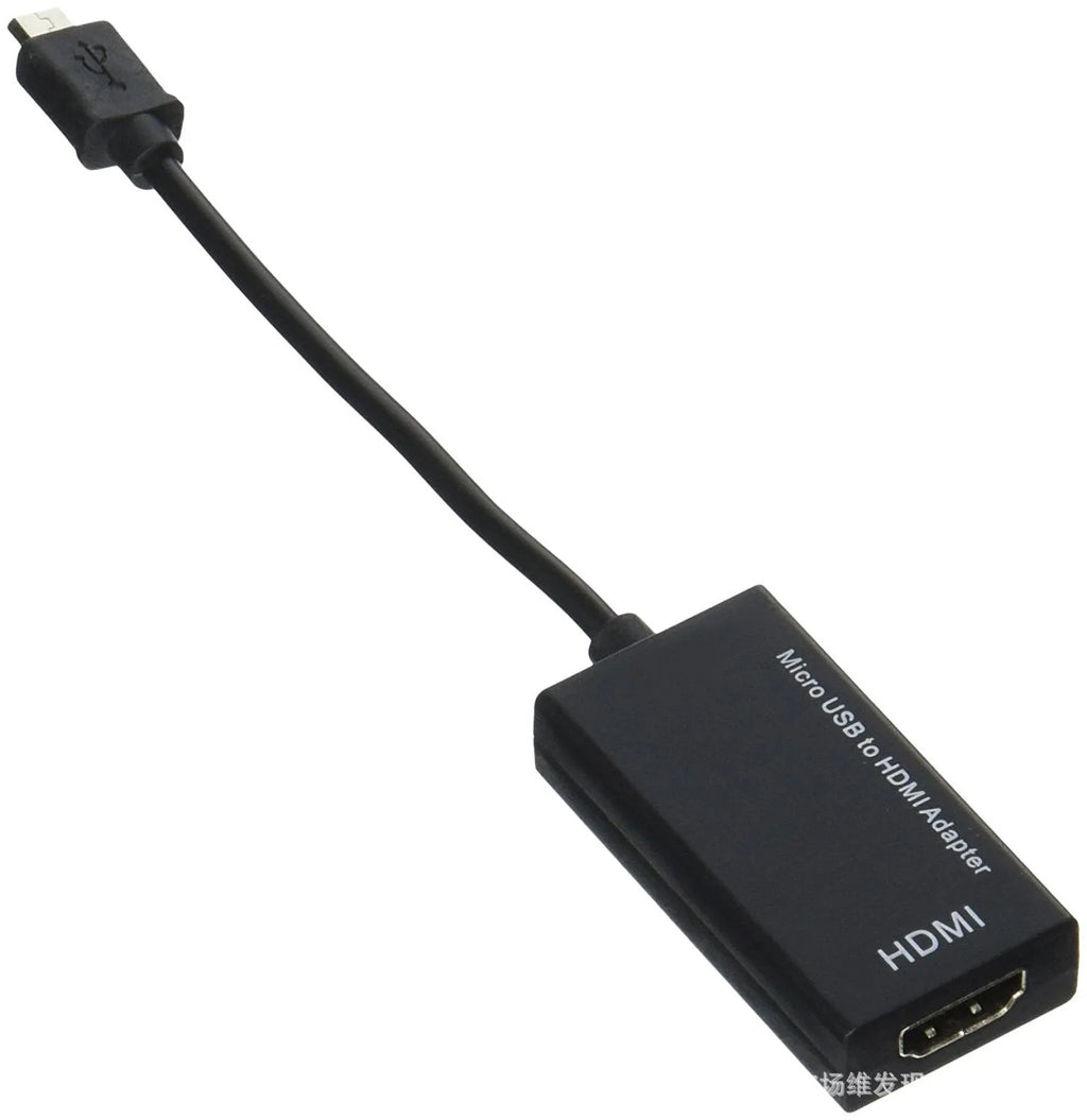 Black micro HDMI to standard HDMI male cable adapter for connecting handheld devices to displays.