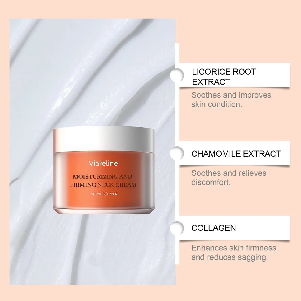 50g moisturising neck cream in compact container for daily neck contour skincare