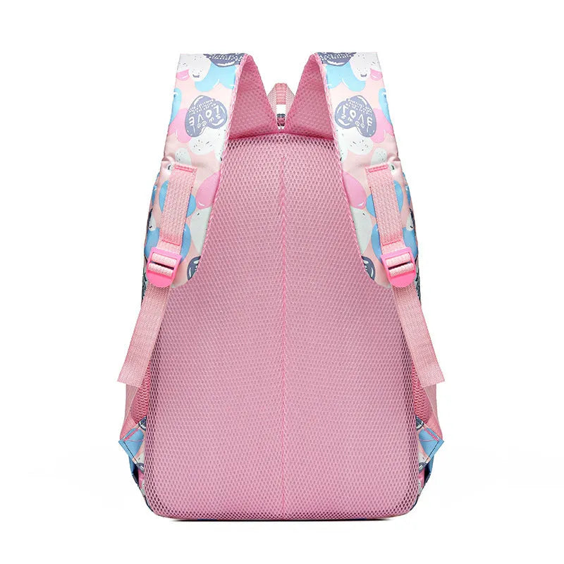 Blue student schoolbag with air pillow belt system showing Oxford cloth material and large main compartment