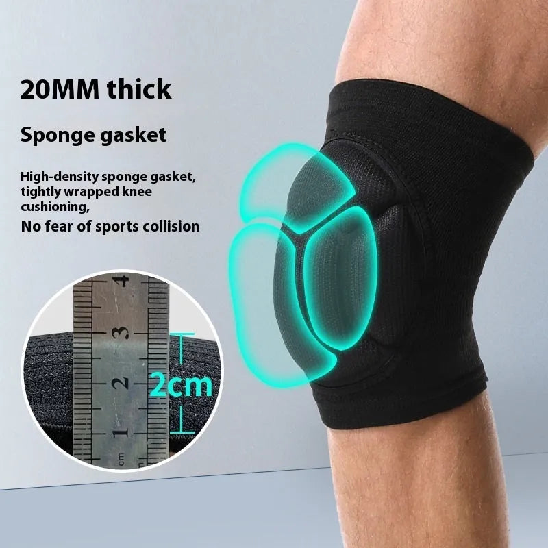 Black and blue dance kneepad with thick sponge protection for sports activities