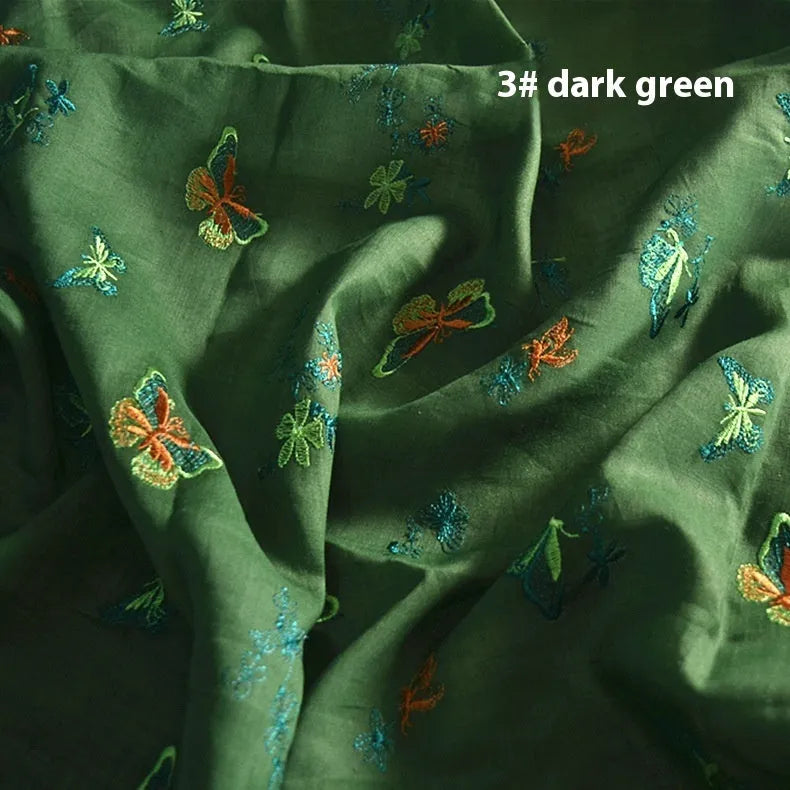 Pure ramie hanfu fabric in beige, grass green or dark green showing 140cm width measurement