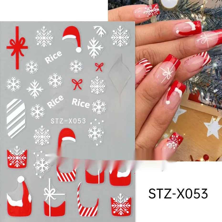 Cartoon love pattern nail art sticker decals in black and silver colours on a plastic sheet.