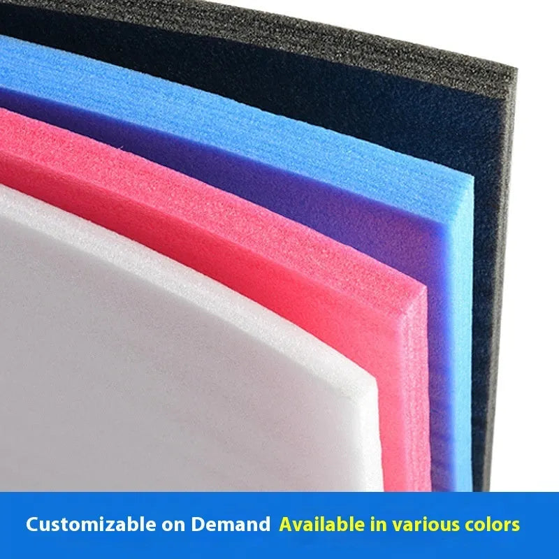 White rectangular EPE pearl cotton foam insulation board showing its 10mm thickness edge.