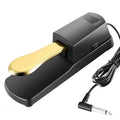 Universal electronic keyboard single leg sustain pedal made from black ABS plastic with non-slip rubber base