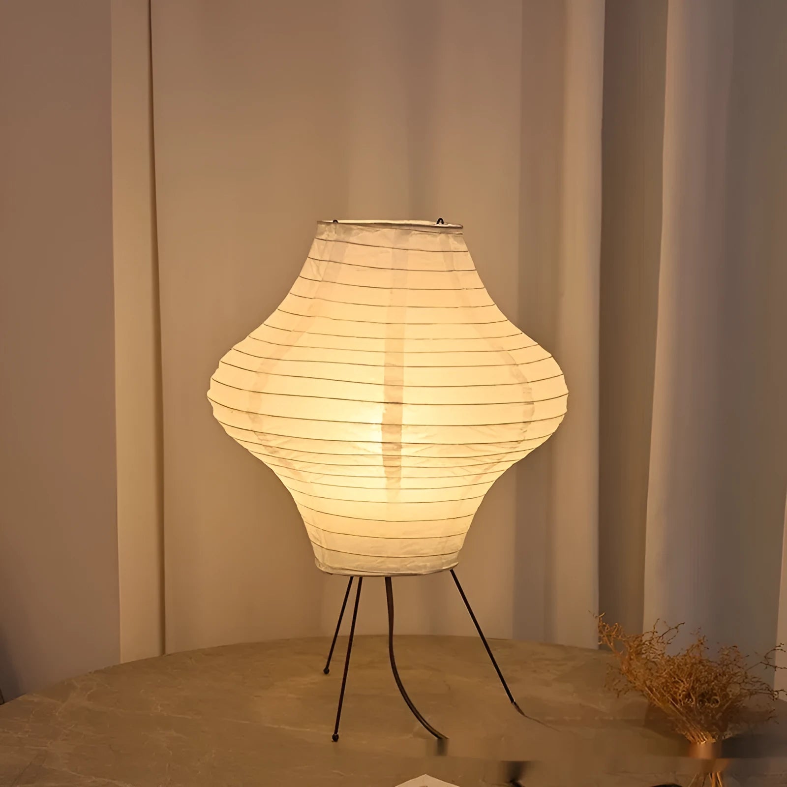 Japanese style decorative table lamp with Xuan paper lampshade and tricolour LED lighting