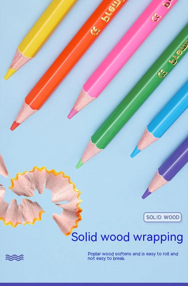 Set of wooden colour pencils with double-head brush leads in 6-piece or 12-piece set options.
