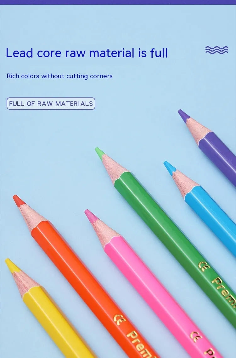 Set of wooden colour pencils with double-head brush leads in 6-piece or 12-piece set options.