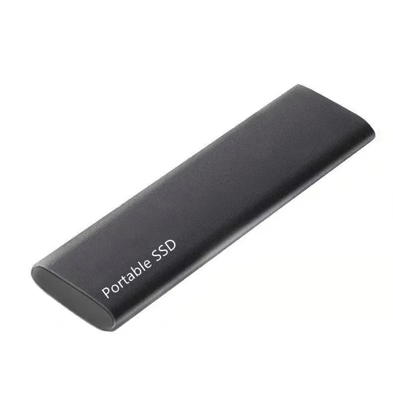 Ultra-thin metal external mobile SSD in red, black, blue, or silver colour options on a plain background.