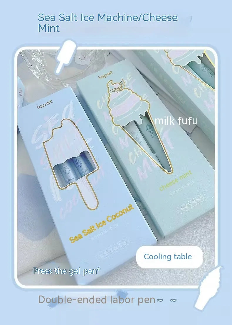 Four student calligraphy pens with 0.5mm double-headed fluorescent tips in plastic cases