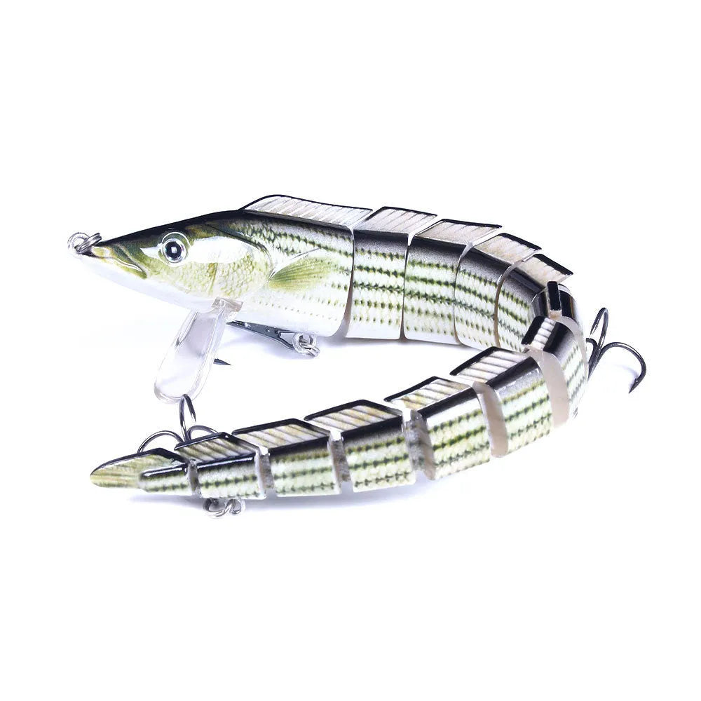 Multi-section simulated loach fishing lure, 23cm long, in JM029 colour variation on a #2 hook.
