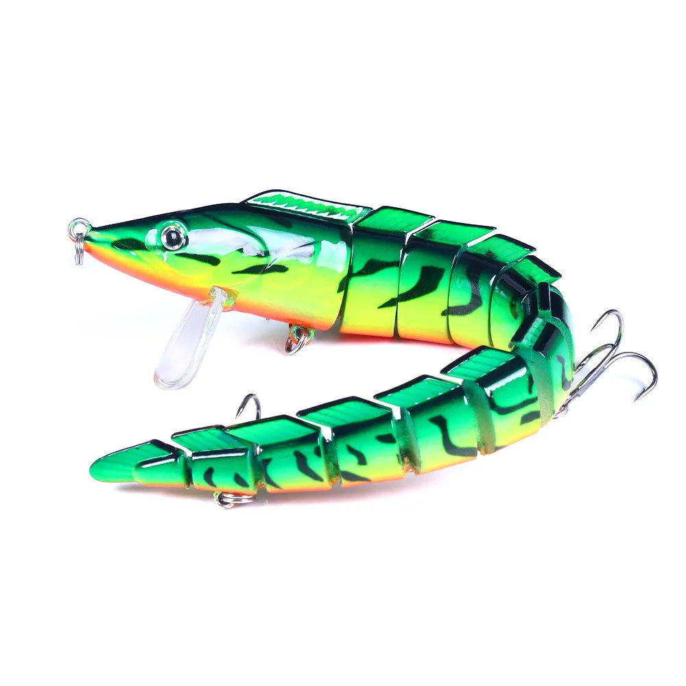 Multi-section simulated loach fishing lure, 23cm long, in JM029 colour variation on a #2 hook.