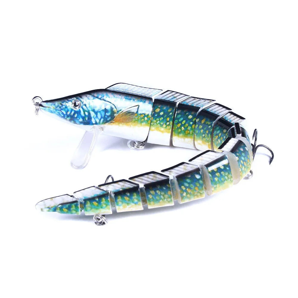 Multi-section simulated loach fishing lure, 23cm long, in JM029 colour variation on a #2 hook.