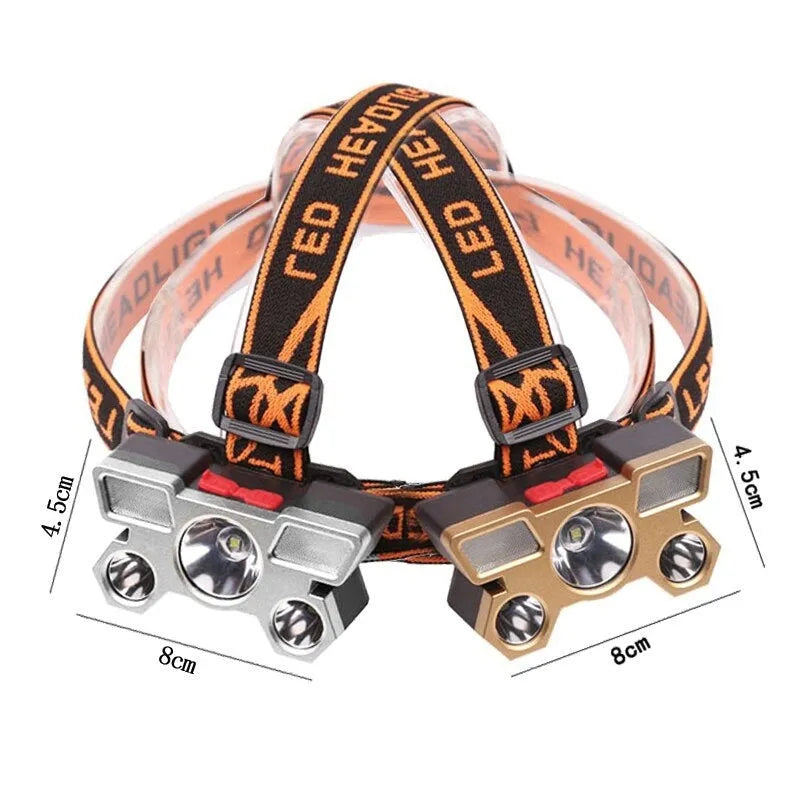 Super bright head-mounted LED miner's lamp with PVC construction and 2400mAh battery