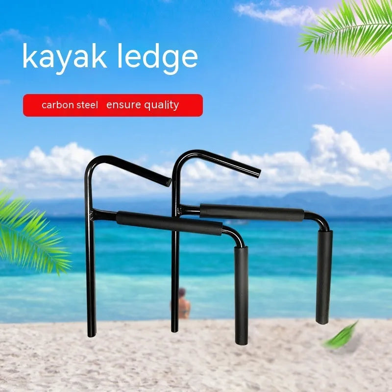 Carbon steel kayak and surfboard wall storage hanger rack mounted on a wall