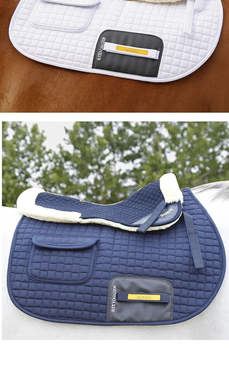 Riding saddle pad in black colour for waist protection during equestrian and cycling activities