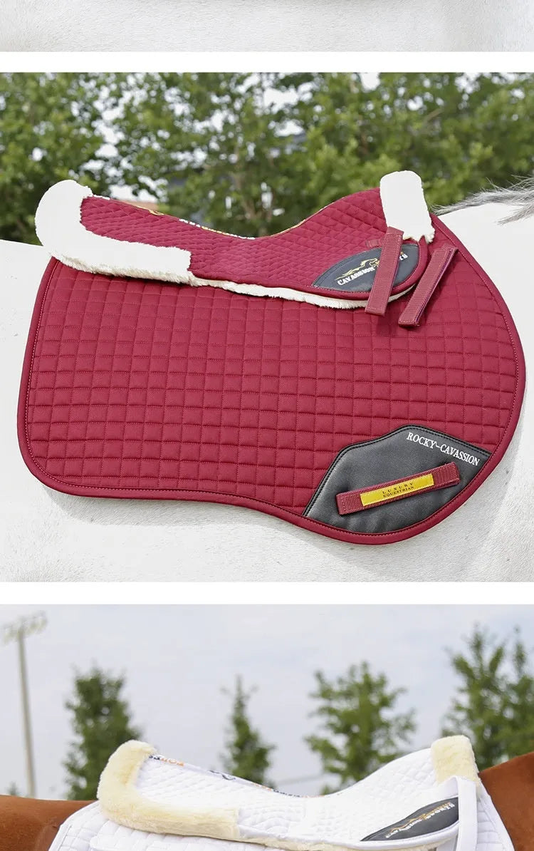 Riding saddle pad in black colour for waist protection during equestrian and cycling activities