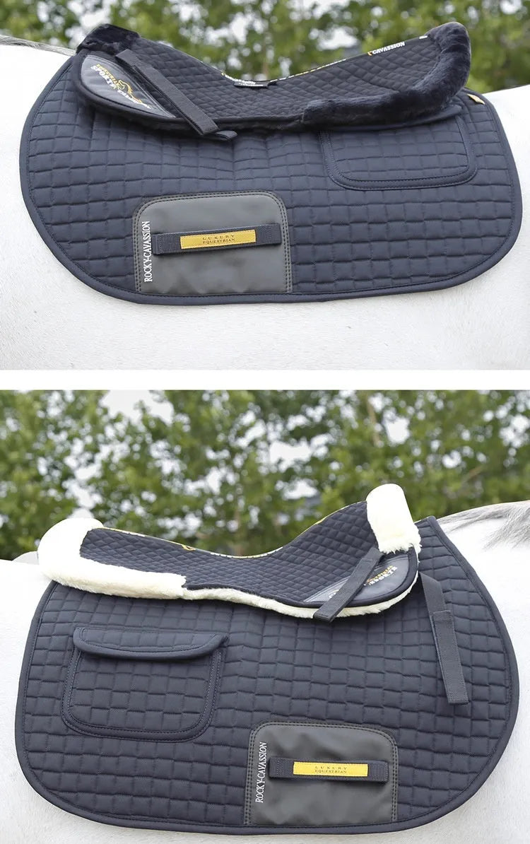 Riding saddle pad in black colour for waist protection during equestrian and cycling activities