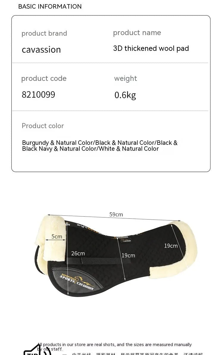 Riding saddle pad in black colour for waist protection during equestrian and cycling activities