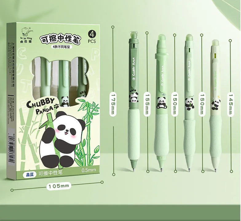 Erasable gel pen with cartoon designs and 0.5mm tip in black or crystal blue ink
