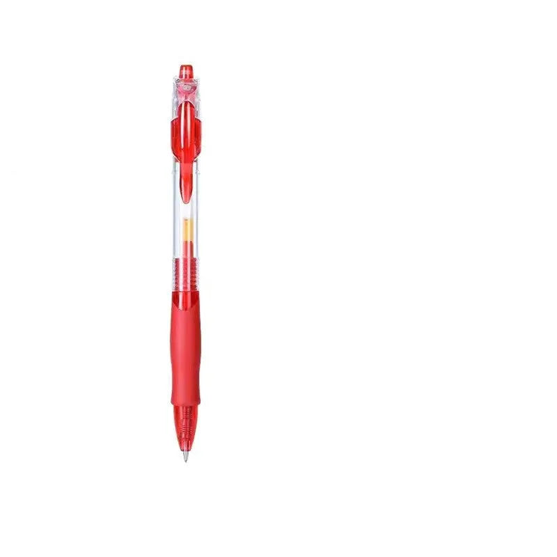 0.5mm gel pen with plastic barrel in black, red and blue ink colour options
