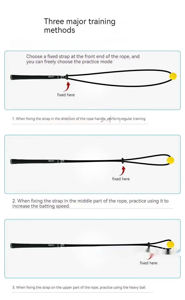 Black golf swing training rope with silicone elastic string for swing correction practice