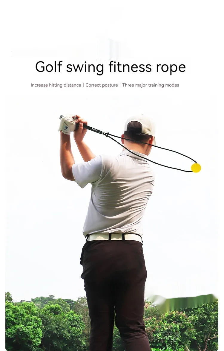 Black golf swing training rope with silicone elastic string for swing correction practice