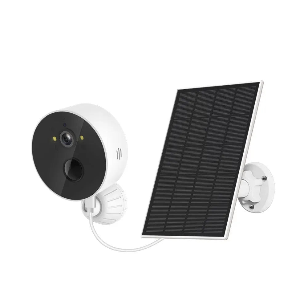Solar panel and 1080P outdoor security camera for wire-free garden and perimeter monitoring