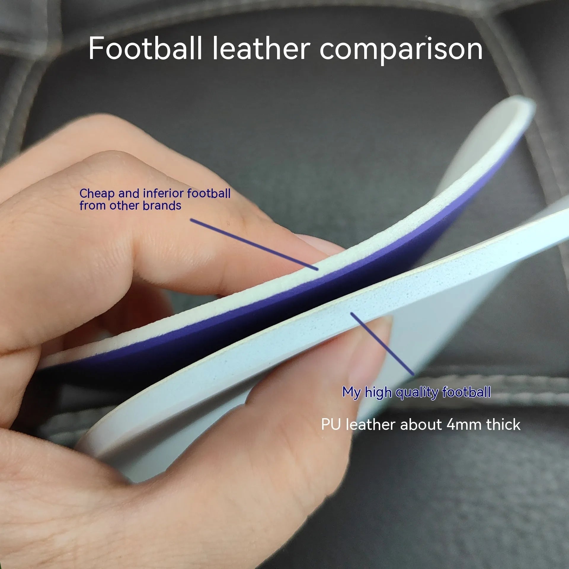 Fluorescent green Size 5 football with seamless thermal adhesive patch construction.