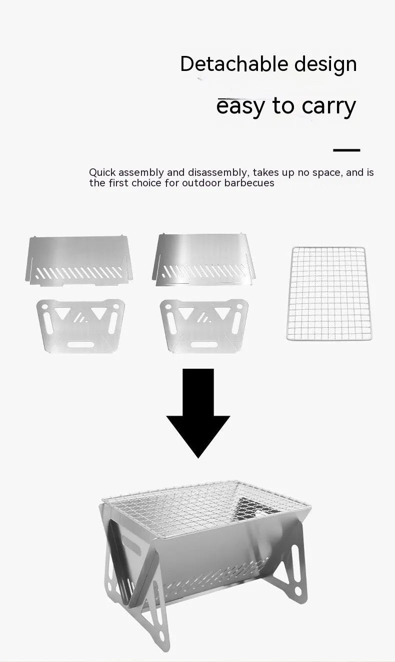 Outdoor folding stainless steel barbecue oven with large grill plate and storage bag