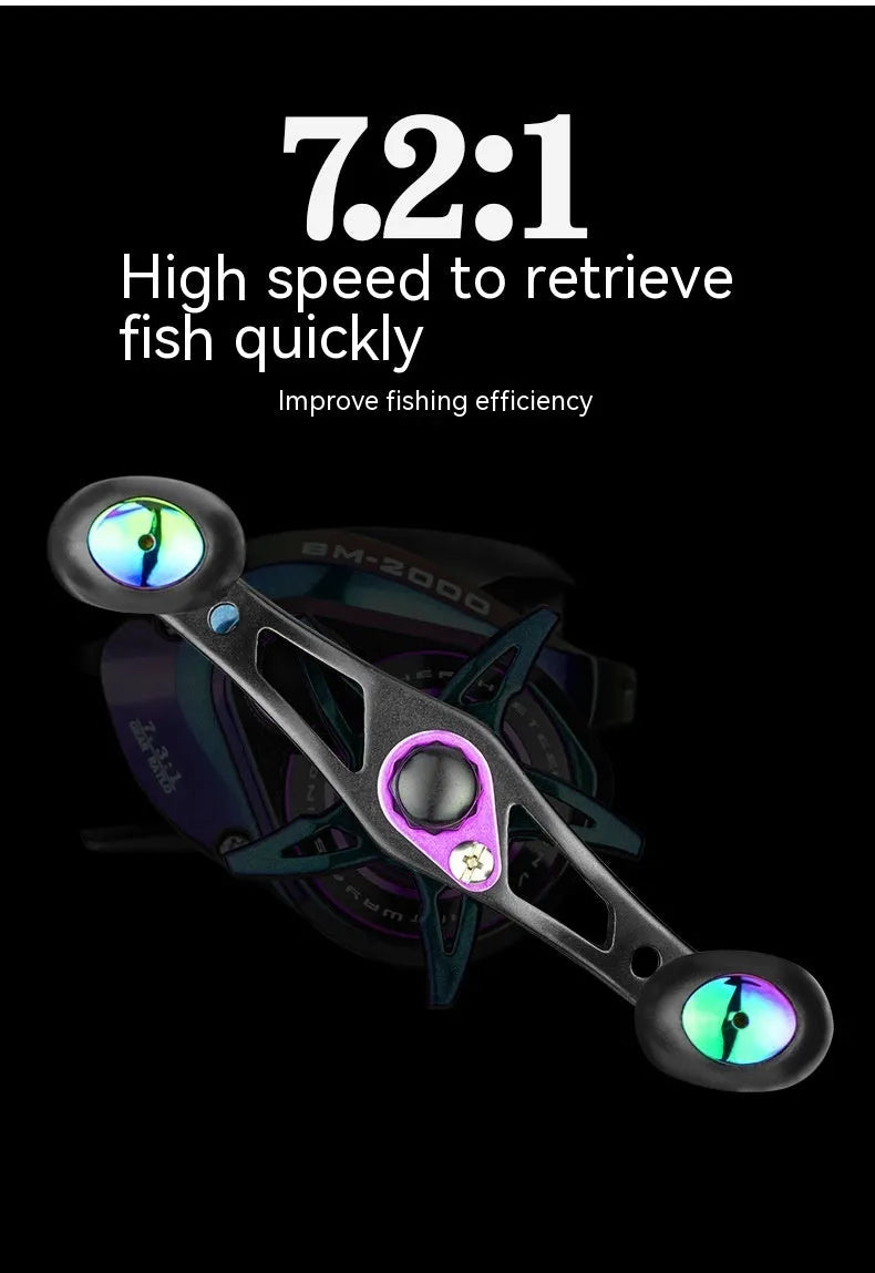 BM2000 fishing reel with colourful water drop wheel and magnetic brake system