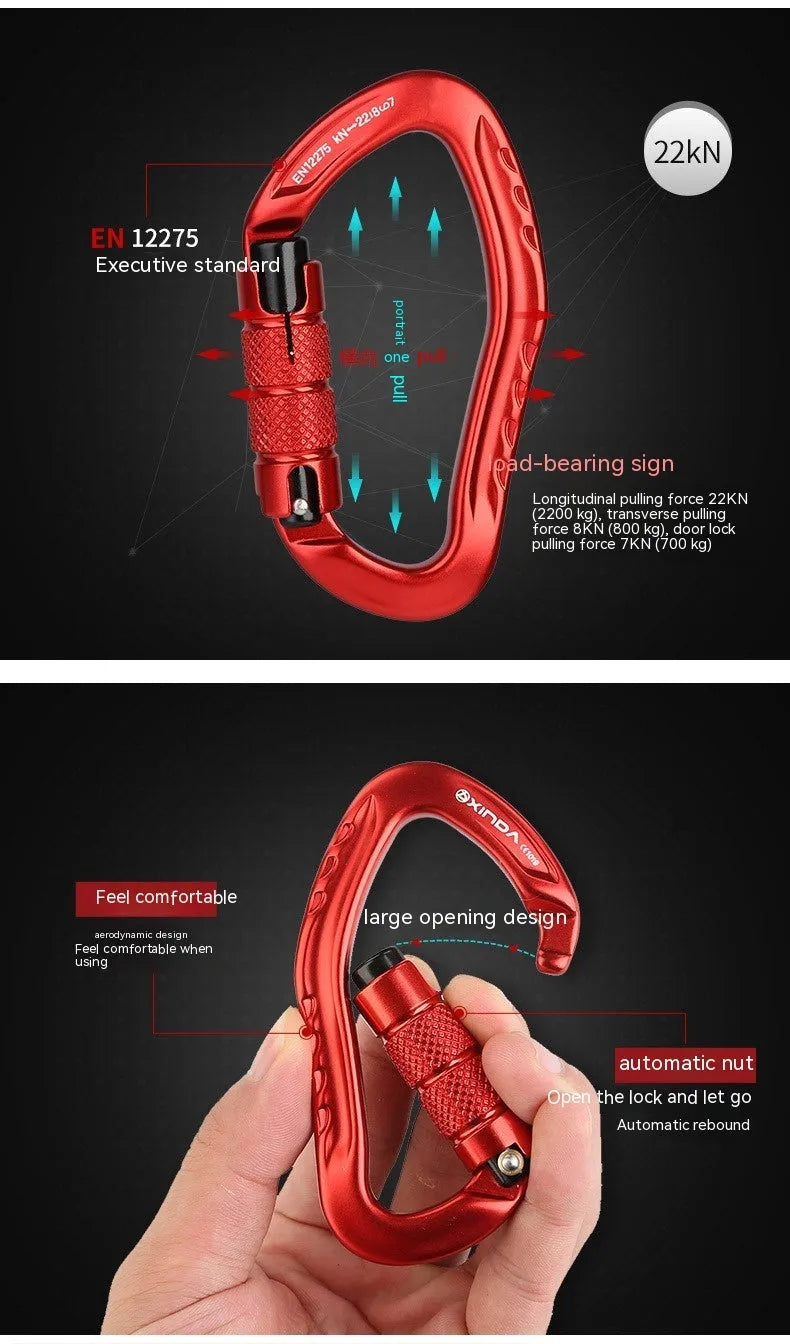 Automatic master lock climbing carabiner hook in a choice of five colours