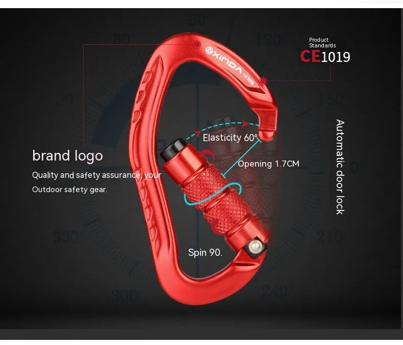 Automatic master lock climbing carabiner hook in a choice of five colours