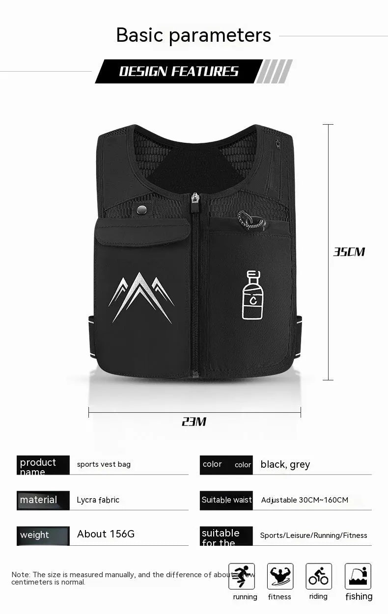 Breathable mesh sports running vest with integrated mobile phone storage pocket