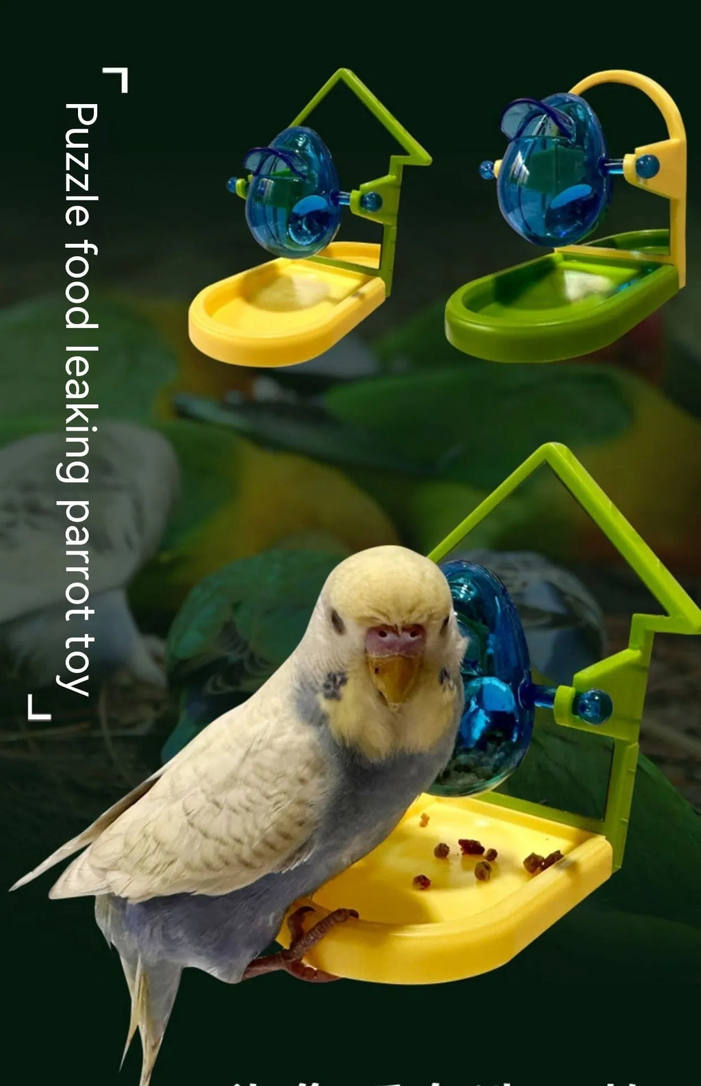 Bird foraging feeder toy in triangle or round shape, hanging cage accessory for parrot and hamster
