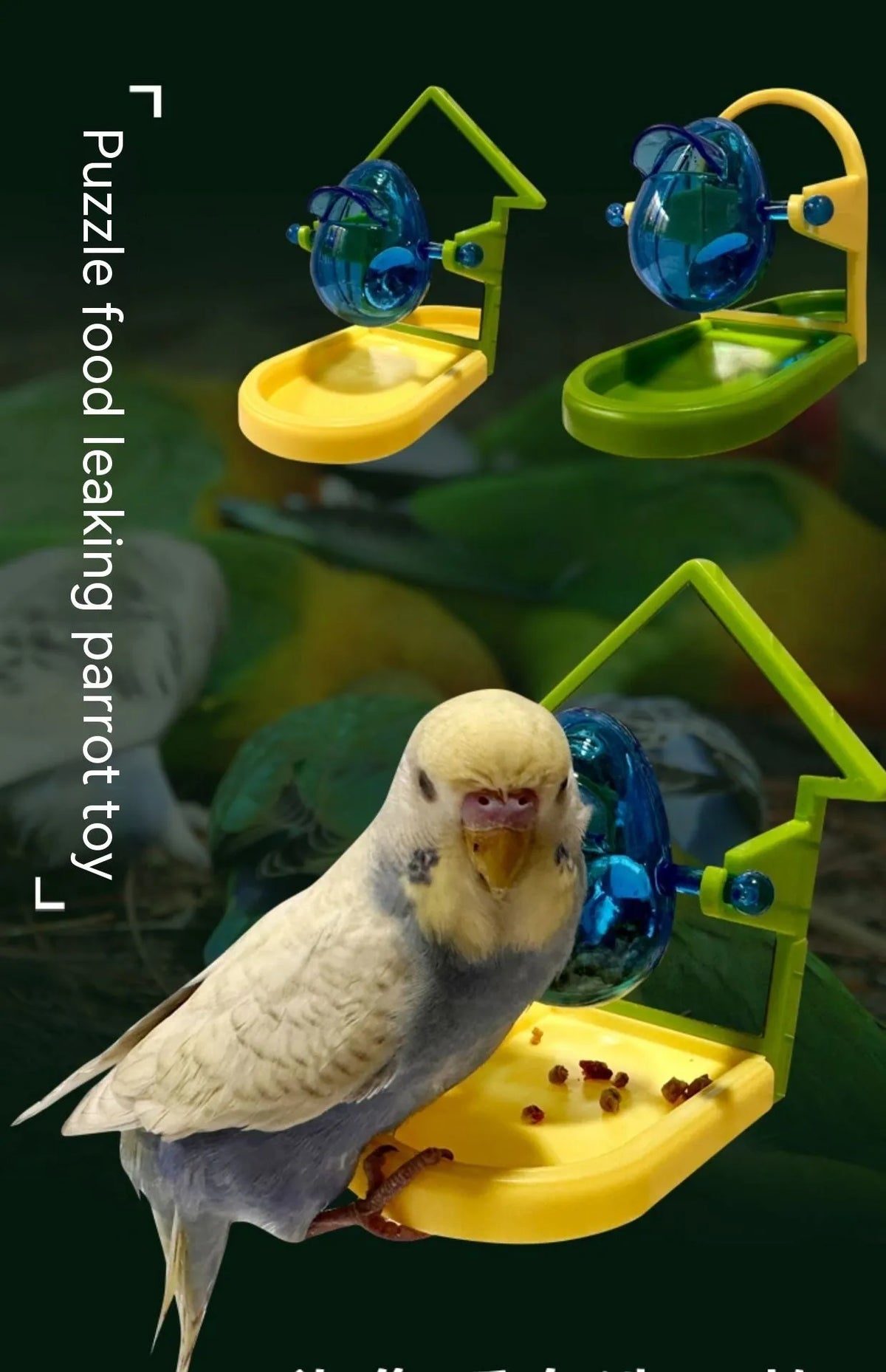 Bird foraging feeder toy in triangle or round shape, hanging cage accessory for parrot and hamster