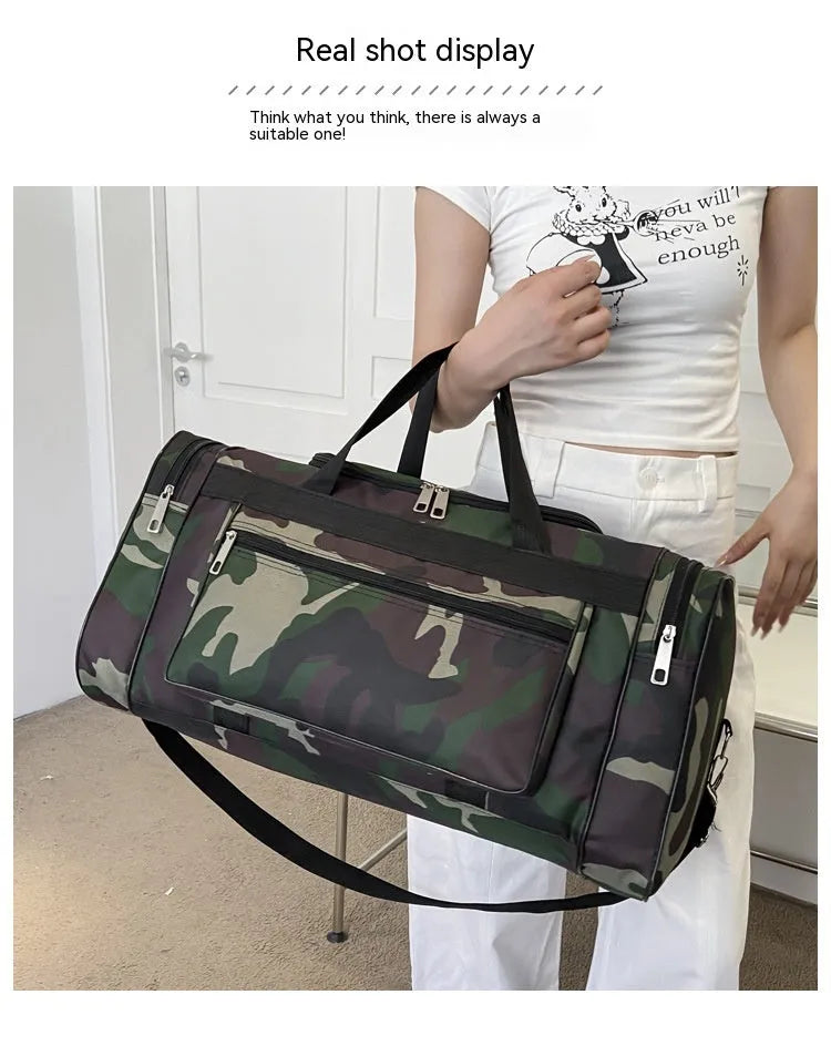 Camouflage pattern luggage bag with waterproof fabric and below 20L capacity for leisure travel