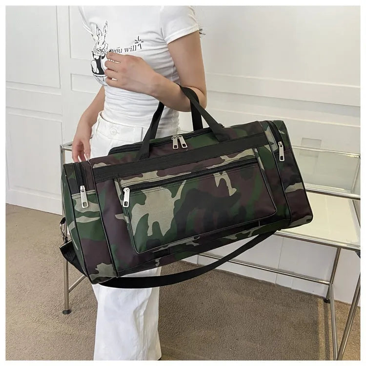Camouflage pattern luggage bag with waterproof fabric and below 20L capacity for leisure travel